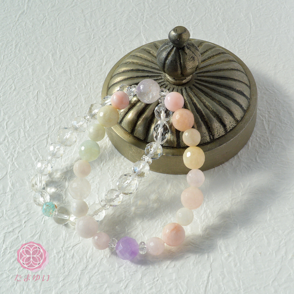 神様を味方につける～魂結ブレス　来輝の姫様 スーパーセブン ミックスベリル ラベンダーアメジスト ピンクオパール