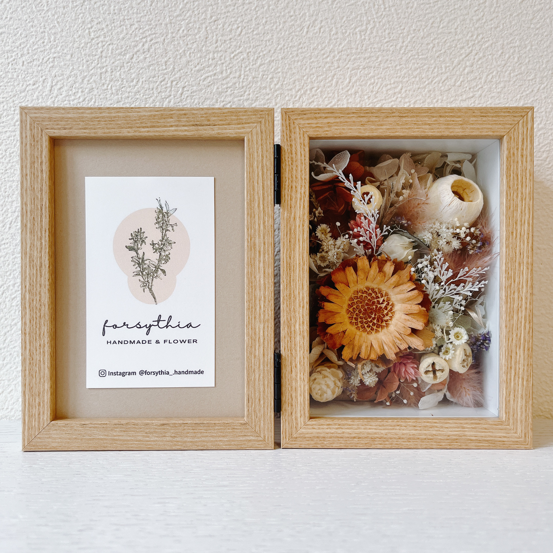 ドライコンパクターと木の実のフォトフレーム　子育て感謝状　両親贈呈品　写真立て　結婚祝い　出産祝い　ウェルカムスペース