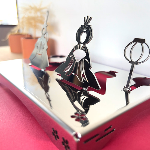 鏡雛】ステンレス鏡面材 お雛様 ひな祭り 雛人形 桃の節句 名入れ お