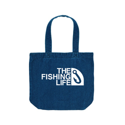 【THE FISHING LIFE】フィッシング 釣り パロディ デニム トートバッグ ギフト プレゼント 3枚目の画像