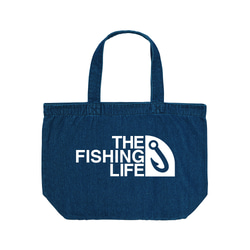 【THE FISHING LIFE】フィッシング 釣り パロディ デニム トートバッグ ギフト プレゼント 5枚目の画像