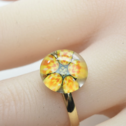 送料無料**花 ガラスの指輪 ハンドメイド リング （10616-479） ガ