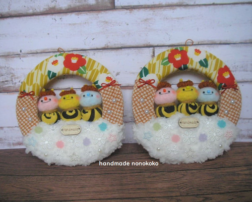 節分リース 鬼だるま3人組 節分飾り 2月 鬼 ほんわか リース ののここ