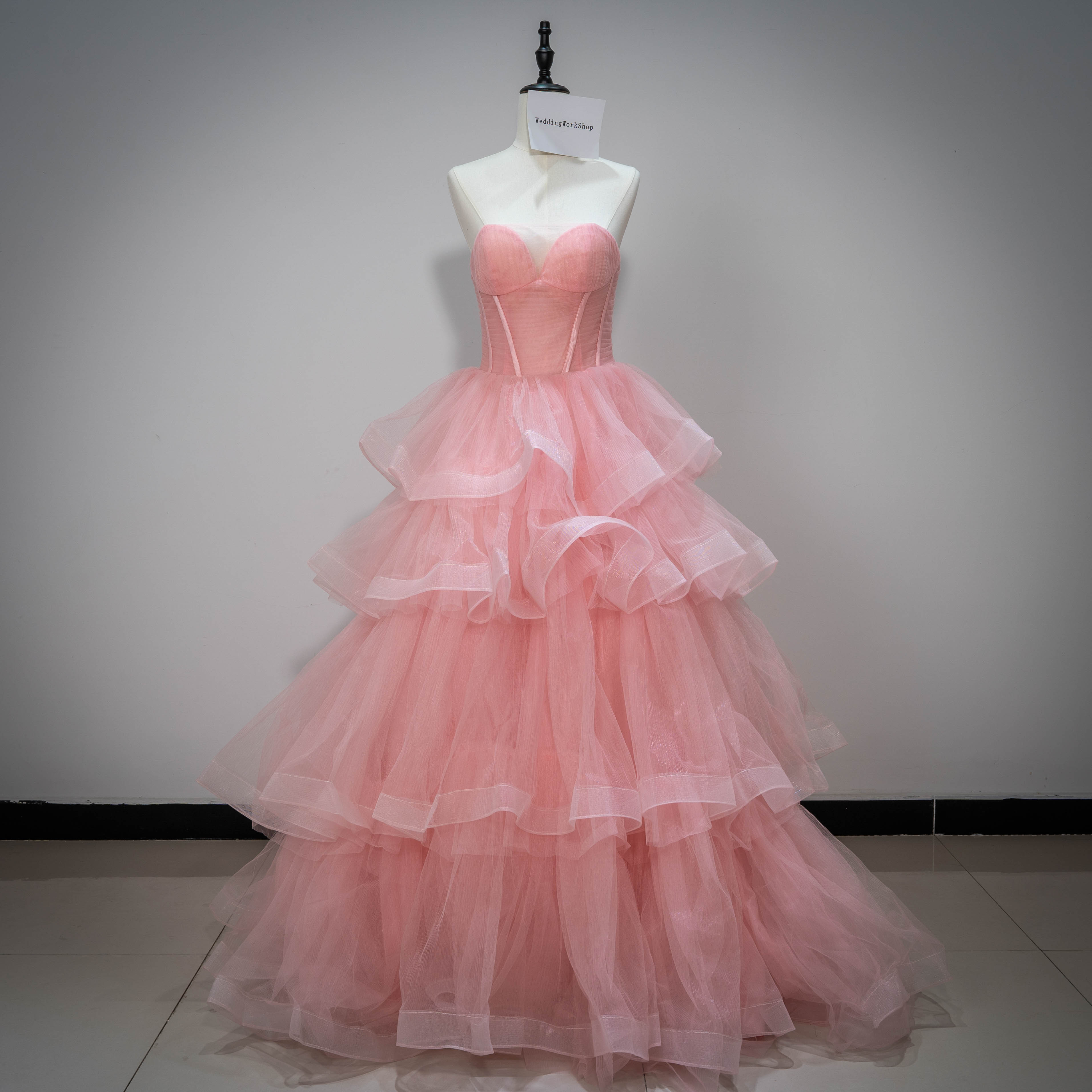 上品！　ケーキスタイルの ピンク ふんわりネット 多層ケーキドレス ウェディング✨ パーティ/演奏会G140