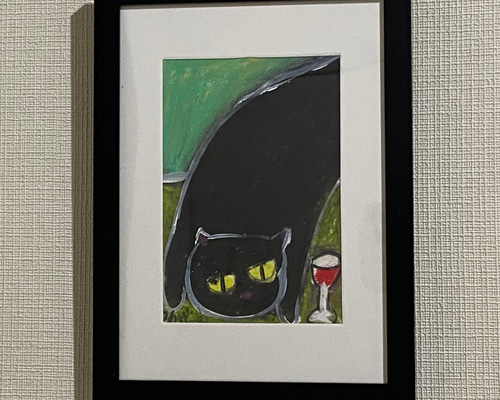 絵画。原画☆キャンバスF6【黒猫は白猫とデートして美味しいケーキを食べます】 1fed076851145f9e3b73f580a77eaa