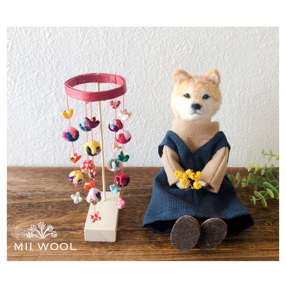 ラスト1点！［受注制作］お雛様に♪小さな可愛い吊るし飾り♡くくり花とくくり玉　お雛様　吊るし雛 6枚目の画像