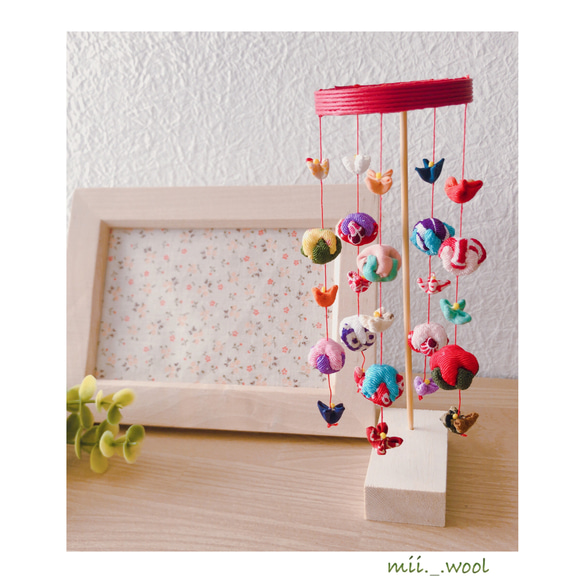 ラスト1点！［受注制作］お雛様に♪小さな可愛い吊るし飾り♡くくり花とくくり玉　お雛様　吊るし雛 9枚目の画像