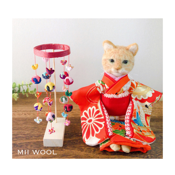 ラスト1点！［受注制作］お雛様に♪小さな可愛い吊るし飾り♡くくり花とくくり玉　お雛様　吊るし雛 8枚目の画像