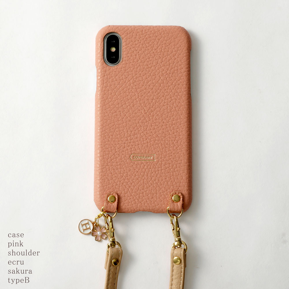 全機種対応 桜 イニシャル 本革 スマホケース スマホショルダー　Android  #mm00000251