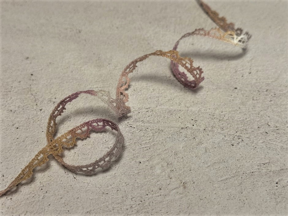 4m トーションレース 手染め ランダムマルチカラ― ピコット柄 日本製 lace-No,154-4 5枚目の画像