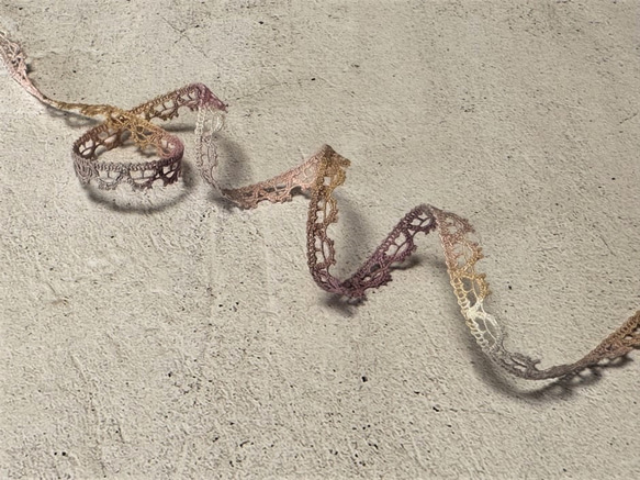 4m トーションレース 手染め ランダムマルチカラ― ピコット柄 日本製 lace-No,154-4 7枚目の画像