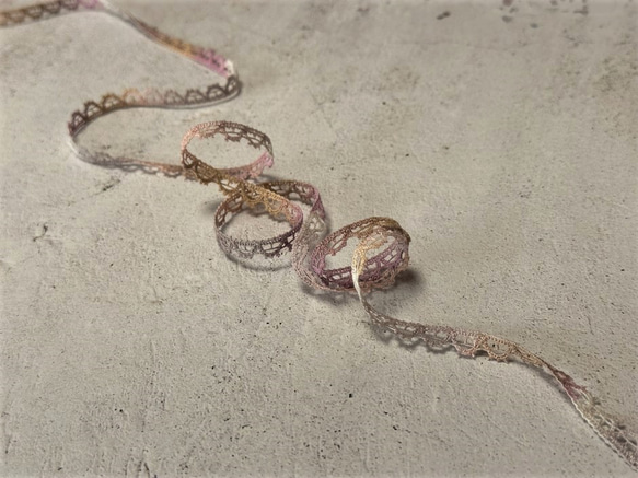 4m トーションレース 手染め ランダムマルチカラ― ピコット柄 日本製 lace-No,154-4 2枚目の画像