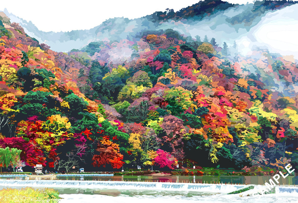 A4サイズ「嵐山の紅葉」 4枚目の画像