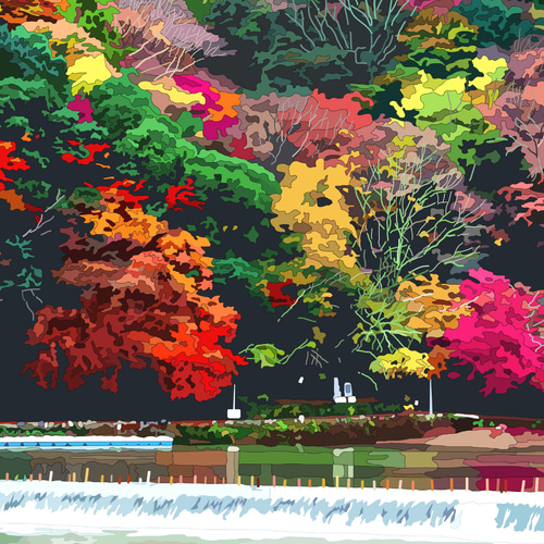 A4サイズ「嵐山の紅葉」 絵画 hiroma2 通販 15347832｜Creema