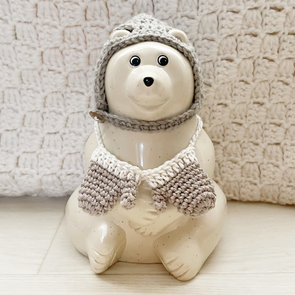 再販9♡【帽子&手袋set】しろくま貯金箱　小物セット 1枚目の画像