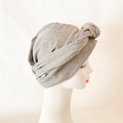 柔軟頭巾帽 希瑟灰色針織 2 向醫療帽 護理帽 第4張的照片