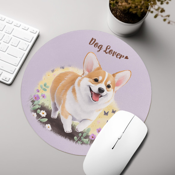 【 自然に囲まれた コーギー 】 パステルカラー マウスパッド　犬　ペット　うちの子　犬グッズ　プレゼント 3枚目の画像