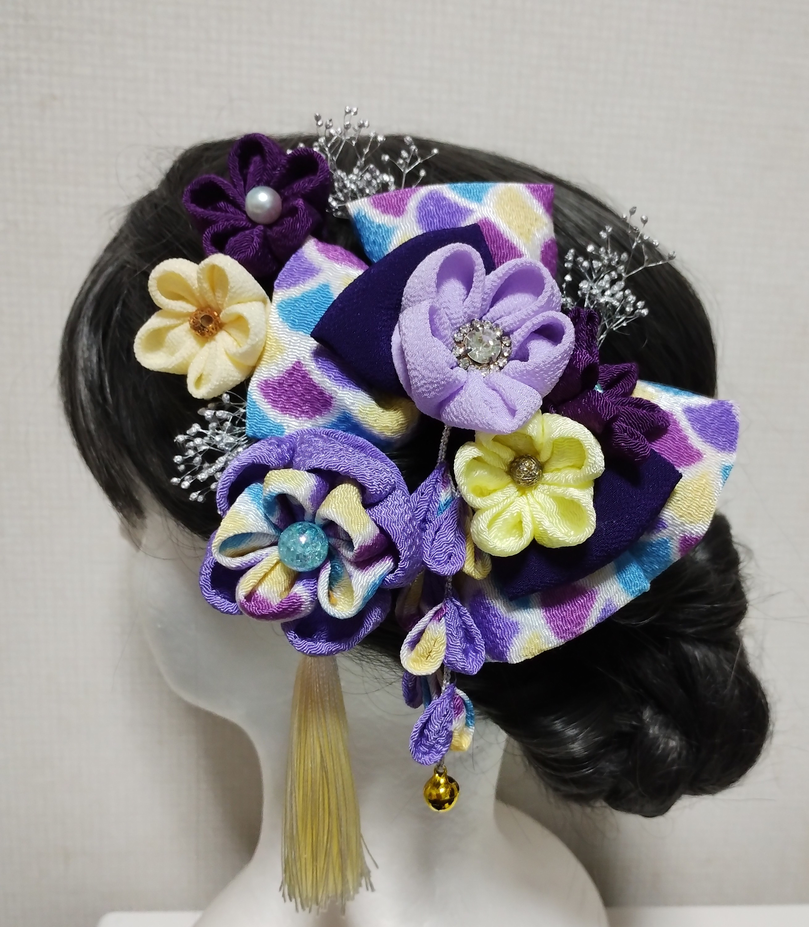 髪飾り　髪飾りパープル　リボンパープル　成人式髪飾り　卒園式髪飾り　七五三髪飾り　振袖髪飾り　袴髪飾り　ヘッドドレス