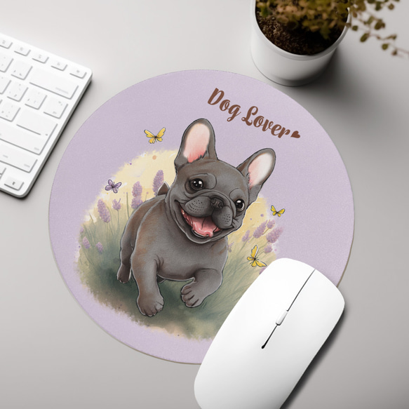 【 自然に囲まれた フレンチブルドッグ 】 パステルカラー マウスパッド　犬　ペット　うちの子　犬グッズ　プレゼント 3枚目の画像