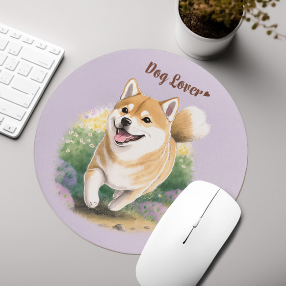 【 自然に囲まれた 柴犬 】 パステルカラー マウスパッド　犬　ペット　うちの子　犬グッズ　プレゼント 3枚目の画像