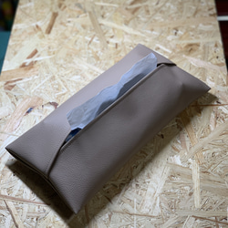 レザー製ティッシュカバー "beige" 1枚目の画像