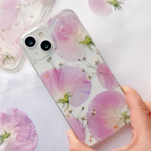 全機種対応 スイートピーの押し花ケース iPhoneケース・カバー 全機種対応 スイートピーの押し花ケース iPhoneケース・カバー