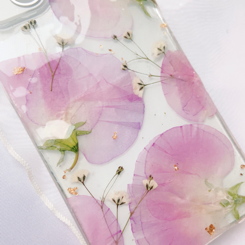 ❁❀押し花 ケース❁❀オーダー 全機種対応 全機種対応 スイートピーの押し花ケース iPhoneケース・カバー