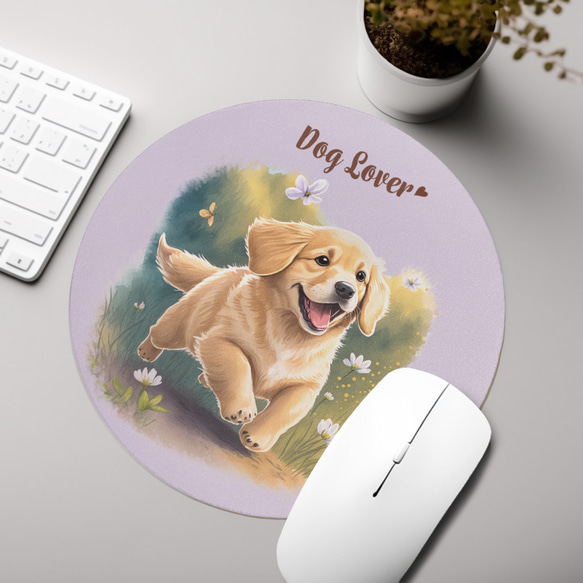 【 自然に囲まれた ゴールデンレトリバー 】 パステルカラー マウスパッド　犬　ペット　うちの子　犬グッズ　プレゼント 3枚目の画像