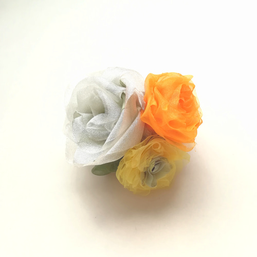 淡いオレンジ薔薇コサージュ付きミラー DF3-14 デンファレ×3輪 オレンジコサージュ – インスタイル