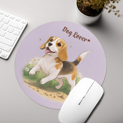 【 自然に囲まれた ビーグル 】 パステルカラー マウスパッド　犬　ペット　うちの子　犬グッズ　プレゼント 3枚目の画像