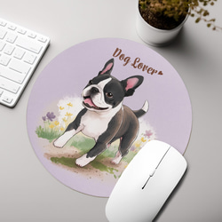 【 自然に囲まれた ボストンテリア 】 パステルカラー マウスパッド　犬　ペット　うちの子　犬グッズ　プレゼント 3枚目の画像