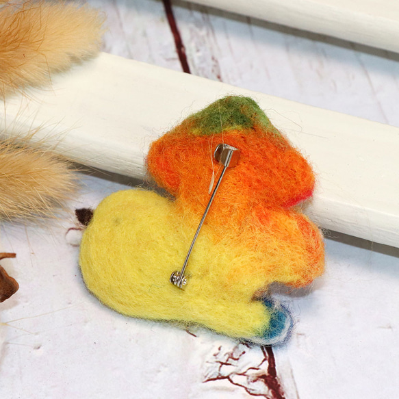 【羊毛フェルト】キノコと小さなおともだちピンシリーズ 鳥 3枚目の画像