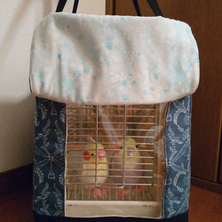 インコ様 専用ページ♡ハートフルキャリーが入る♤キャリーバッグ 通院バッグ　防風寒期向け ビニール窓付き　鳥モダン 3枚目の画像