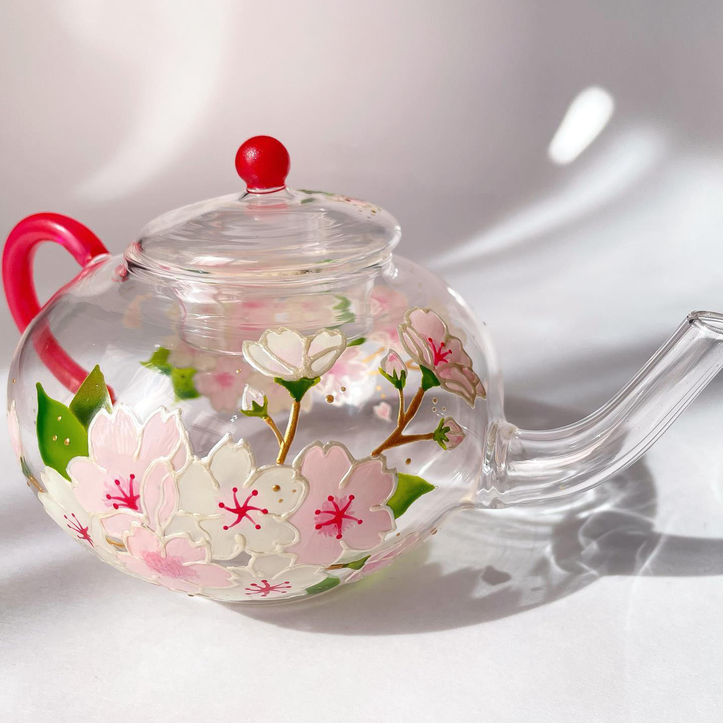 美しき桜満開のティーポット　耐熱/手描き/記念日/お祝い/名入れ（有料）