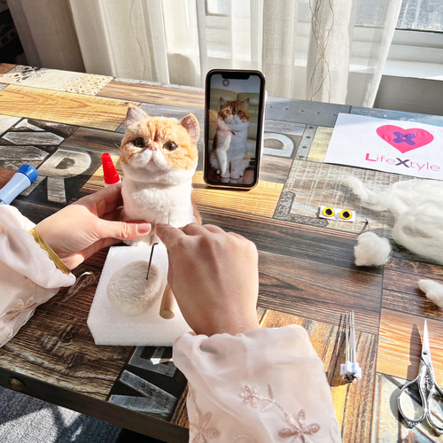 つきみ様オーダー品 羊毛フェルト 猫のぬいぐるみ オーダーメイド ペット】羊毛 フェルト 猫 オーダーペット