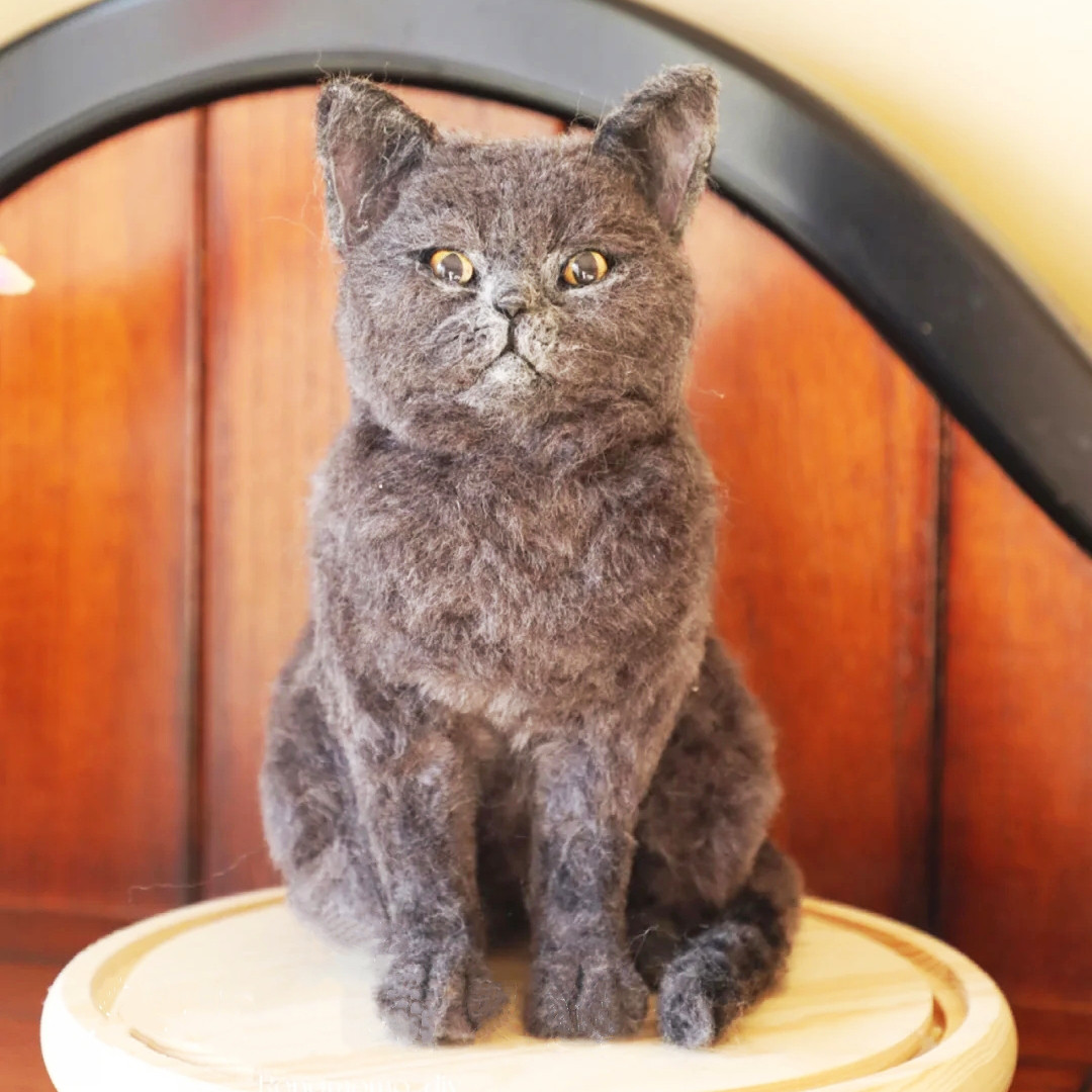 【オーダーメイド ペット】ぬいぐるみ 羊毛 フェルト猫 うちの子、ペット似顔絵、犬 猫 人形