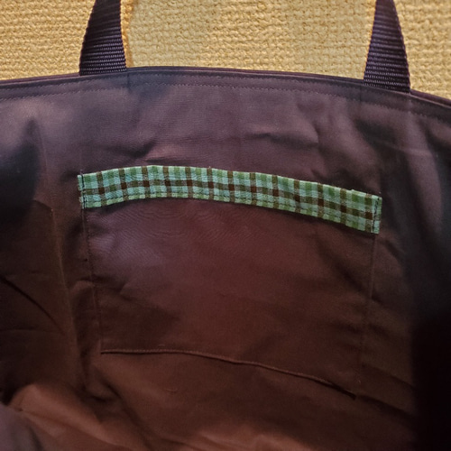 レッスンバッグ ハンドメイド 緑チェック柄 トートバッグ さっき