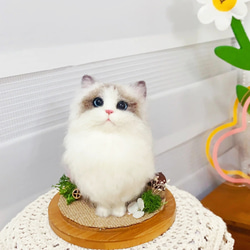 【オーダーメイドペット】羊毛フェルト、うちの子　猫ぬいぐるみ、フェルト猫、羊毛猫、肖像画、犬猫人形 プレゼントやギフトに 1枚目の画像