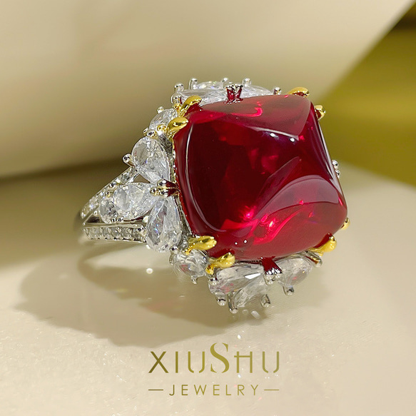 14カラット シュガーロッフカット 人工ルビー 高炭素ダイヤモンド  