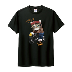 Tシャツ 猫 バイク かわいい おしゃれ ネコ オートバイ ティシャツ 2枚目の画像