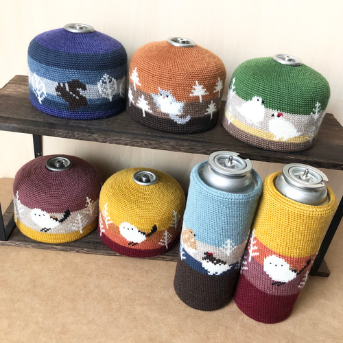 ガス缶カバー【リス/ブルー/ OD缶250 】＊手編み＊ その他