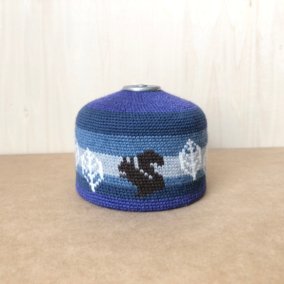 ガス缶カバー【リス/ブルー/ OD缶250 】＊手編み＊ その他