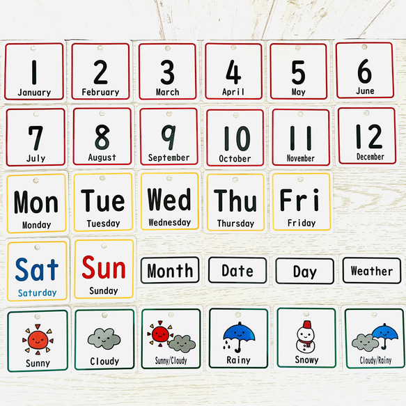 英語 日めくりカレンダー 保育教材  子ども 知育玩具 幼稚園 療育 発達 支援 2枚目の画像