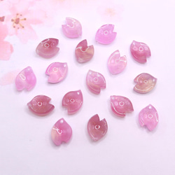オリジナル変色素材★桜の花びらパーツ　アセテート　パープル×グリーン→ローズピンク 15枚目の画像