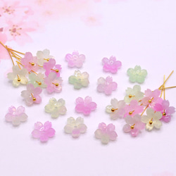 オリジナル変色素材★桜のパーツ　アセテート　パープル×グリーン→ローズピンク 15枚目の画像