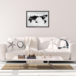 English & Japanese World map Poster A2 black MINIMAL MAP 第5張的照片