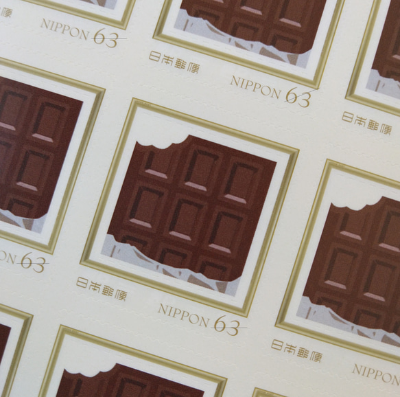 ※チョコっと切手「板チョコ」63円切手 20枚（1シート） 2枚目の画像