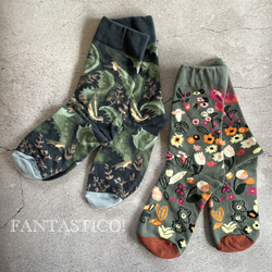 お得な2足セット♪レディース靴下❤️スケーターソックス グラフィックアート北欧柄鳥さんとお花柄 プレゼントプチギフト 1枚目の画像