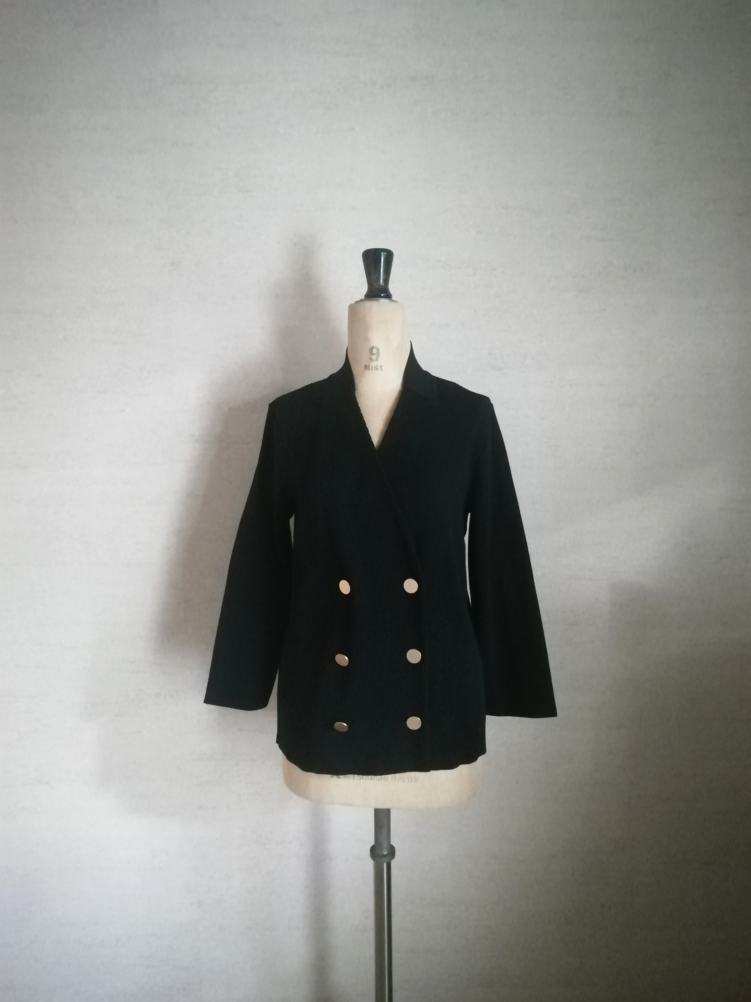 【再再再…販♡】着心地◎家庭で洗える本格派ダブルニットジャケット　ブラック