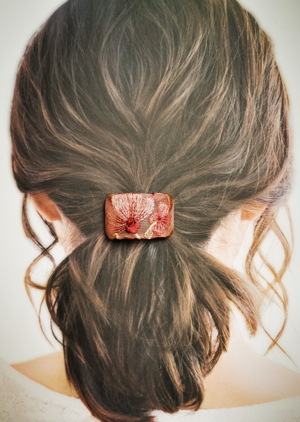 注文ページ///インド刺繍リボン　ヘアゴムorポニーフック　組み合わせ自由 選べる！ポニーフックorヘアゴム☆インド刺繍リボン使用☆[H/Pnk.Flwr